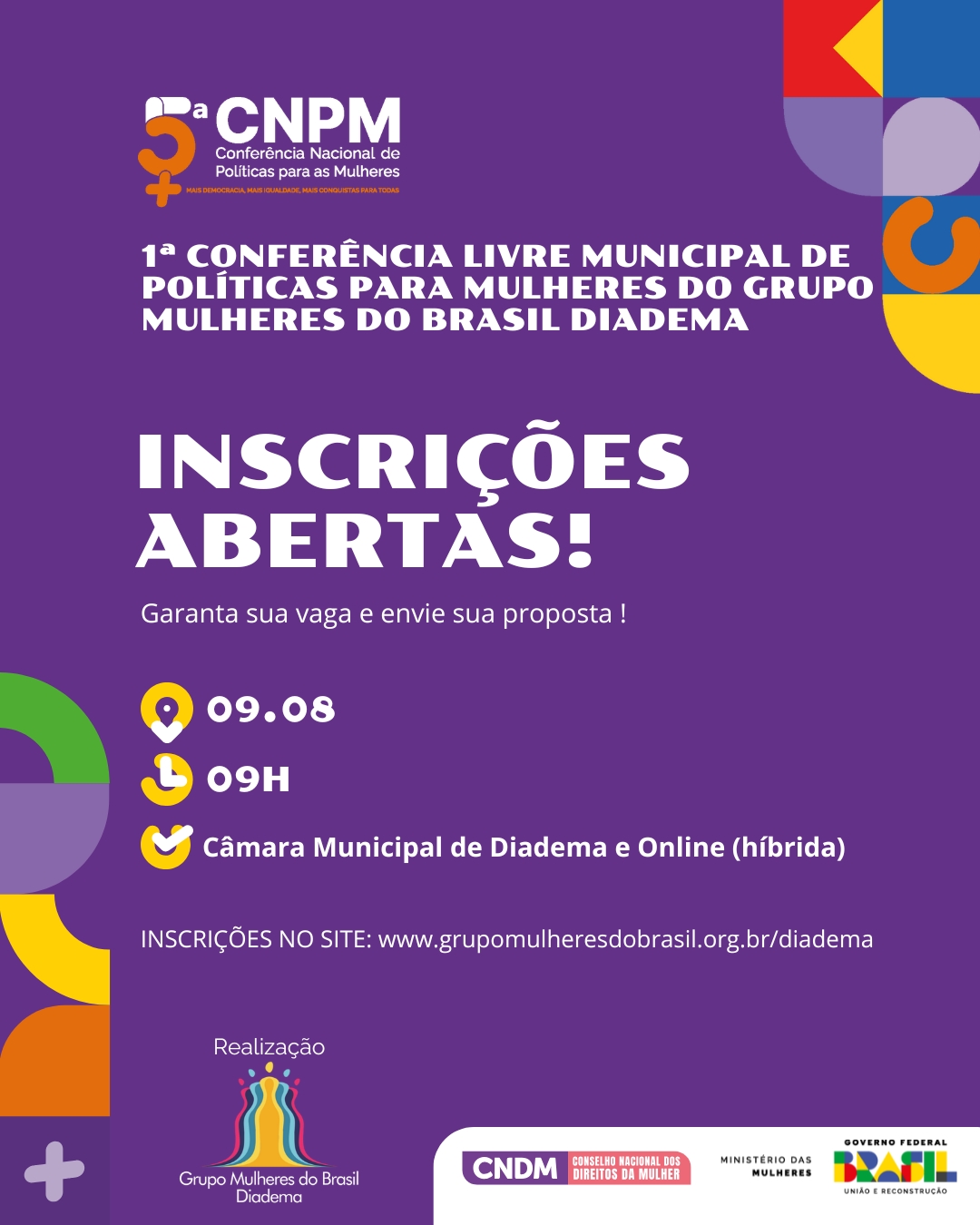 1ª Conferência Livre Municipal de Políticas para Mulheres do Grupo Mulheres do Brasil Diadema